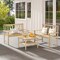 Costway Indonesia Teak Wood Garden Bench 2-Person Patio Bench with Backrest & Armrests Natural